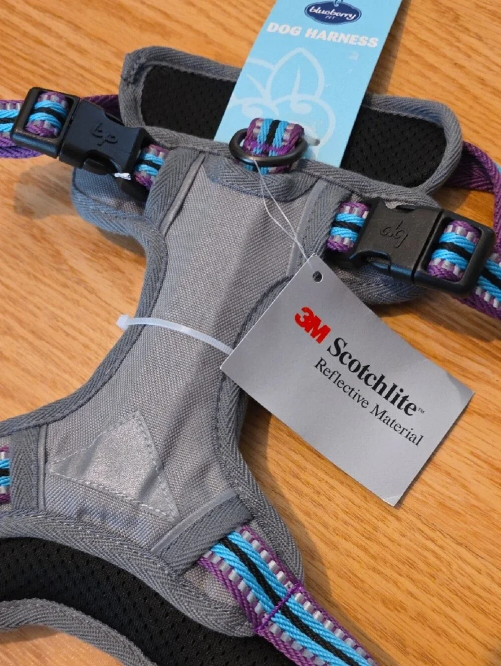 Gray & Teal Reflective Dog Harness - Comfort Padded Chest Plate